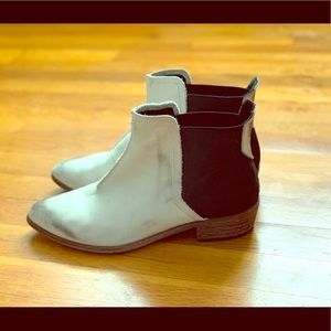 Distressed White Chelsea Booties